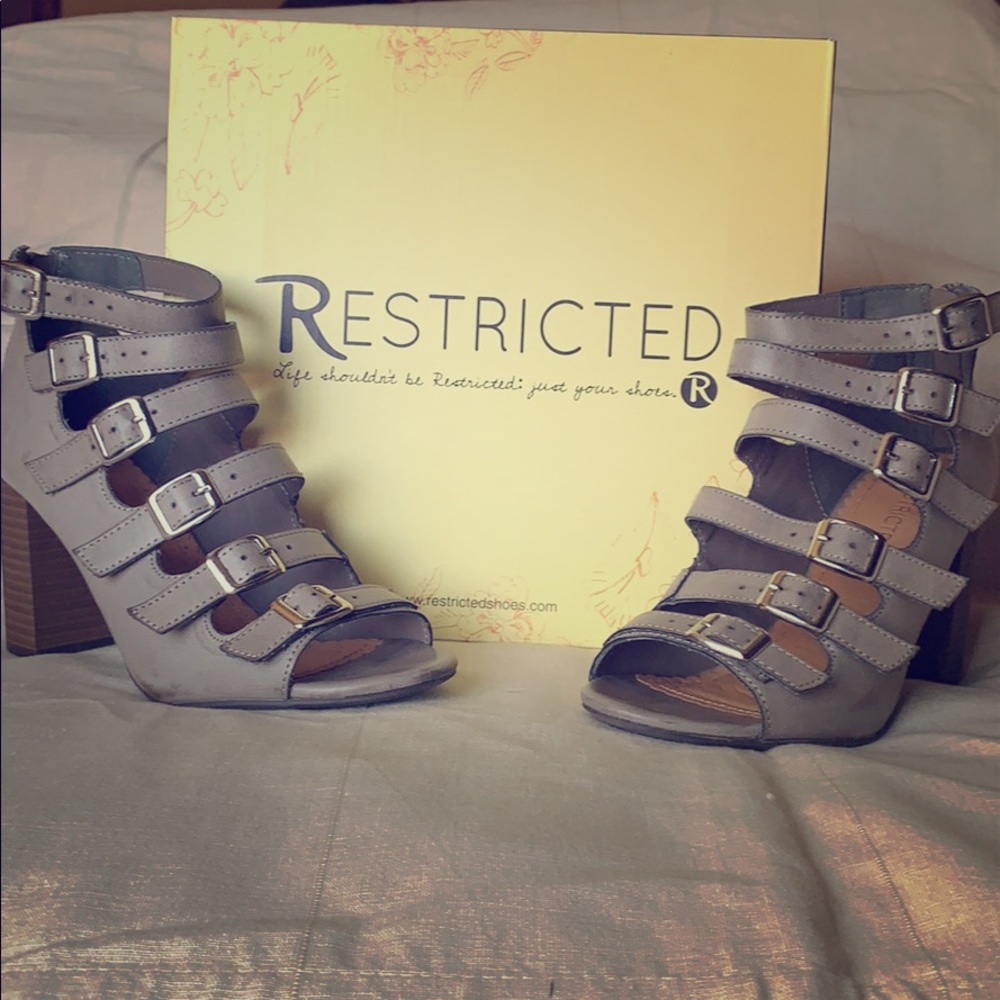 Restricted Taupe 8.5 Buckle & Strap Ankle Boot